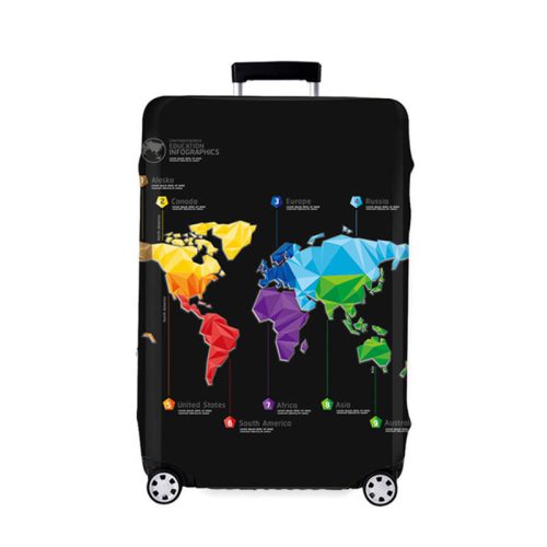 Bőröndvédő huzat - színes térkép grafikás - M